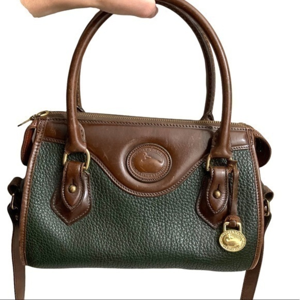 Dooney and Bourke A6 AWL rare green brown all weather leather satchel 2way bag